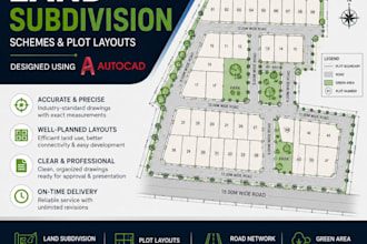 design land subdivision schemes and plot layouts using autocad