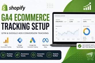 setup shopify ga4 ecommerce tracking GTM google ads conversion tracking