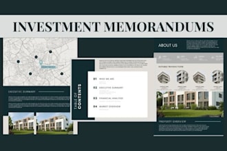 design real estate investment memorandum, corporate proposal or prospectus