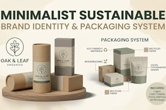 design a minimalist sustainable brand identity and clean packaging system