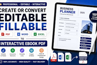 create or convert editable fillable PDF, word or excel to interactive ebook PDF