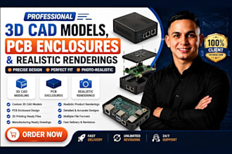 create 3d cad models, pcb enclosures design, and realistic rendering