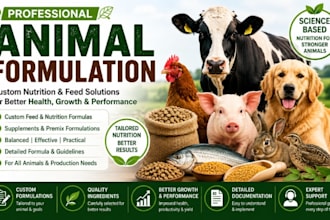 formulate custom animal feed, supplements and nutrition products