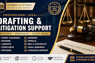 draft court pleadings motions lawsuits complaints appeals nda petitions in USA