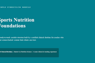 write nutrition coaching curriculum and elearning content