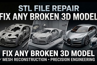 repair edit stl file repair custom modification 3dscan cleanup 3d model printing