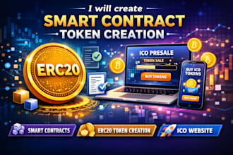 create custom smart contracts erc20, bep20, solana spl, staking, presale system
