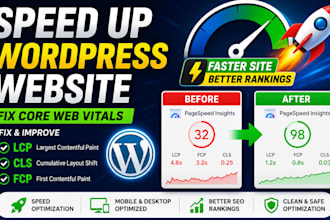 fix core web vitals for wordpress website and improve speed, fix icp, cls, fcp
