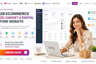 odoo erp b2b ecommerce online pod clothing gadget digital product store website