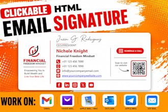 design clickable email signature, HTML email signature design for gmail, outlook