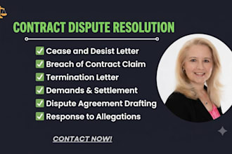 draft a contract dispute resolution letter and legal agreement