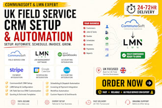 communosoft lmn setup UK field service CRM invoicing scheduling quoting