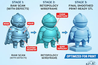 create, fix stl file repair mesh modify and cleanup 3d model for 3d printing