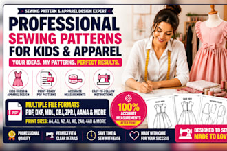 design sewing patterns, step by step instructions for kids dresses and apparel