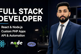 develop web apps using react, node js, and php