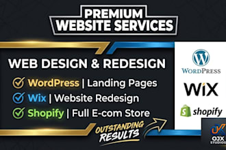 design wordpress website landing page build wix website redesign shopify website