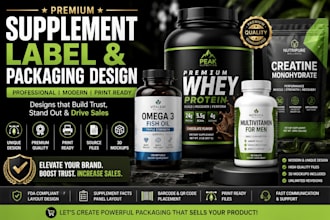 do supplement label and packaging for vitamin capsule gummies protein bottle