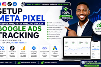 setup meta pixel, facebook pixel, tiktok pixel, API,GTM,ga4,google ads tracking