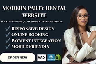design a modern party rental website with booking and quote form