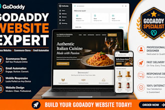 design itilian godday website, godday ecommerce store, godaddy landing page