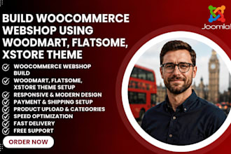 build woocommerce webshop using woodmart, flatsome, xstore theme