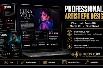 design an artist epk media kit, press kit, and dj one sheet electronic press kit