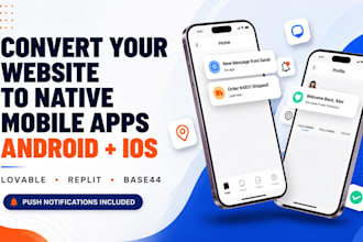 convert lovable ai webapp website to android and ios app with push notifications