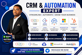 setup zoho crm zoho creator API integration microsoft 365 hubspot automation