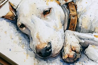 draw watercolor pet portrait