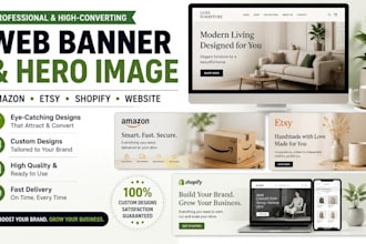 design web banner, hero image, amazon, etsy shopify banner, website banner, logo