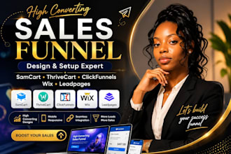 design samcart thrivecart clickfunnels sales funnel wix landing page leadpages