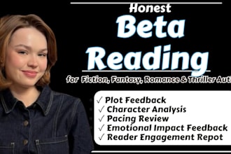 beta read fiction fantasy romance thriller novel plot pacing character feedback