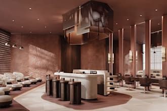 design realistic 3d salon, spa, beauty studio and barbershop interiors