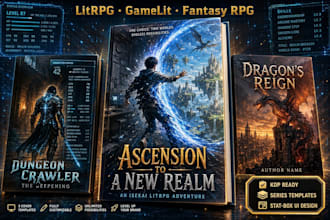design a gamelit, litrpg, or progression fantasy book cover