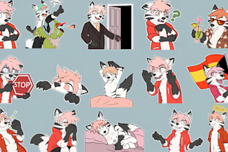 draw furry art telegram or discord sticker nsfw furry animated sticker pack