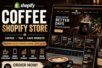 design branded coffee shopify store coffee shop logo tea coffee shopify website