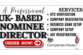 provide nominee director, UK company registration and vat setup