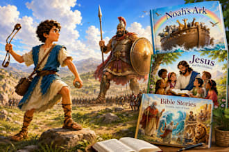 do biblical children bible story illustration and christian children story book