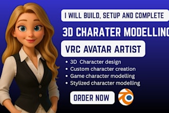 buid, setup and complete 3d modelling character, vrc avatar artist