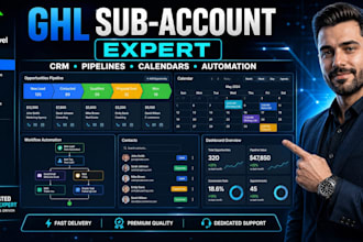 ghl sub account setup expert gohighlevel crm pipelines calenders automation