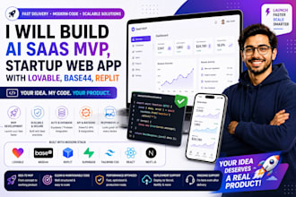 build ai saas mvp, startup web app, API with lovable, base44, replit claude bolt