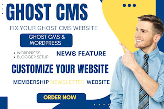 install, customize and fix ghost cms website and blog