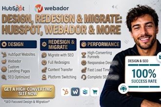design, redesign hubspot webador website landing page migrate website with seo