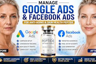 create manage google ads and facebook ads for anti aging skin health peptide