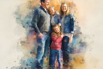draw watercolor family portrait in procreate