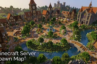 build minecraft server spawn map for smp survival and lobby hub world, spawn map