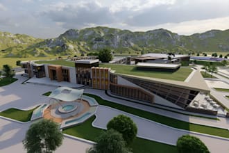 design 3d school, university design, educational interior 3d classroom rendering