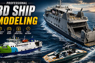 realistic game ready 3d ship model yacht design warship boat unity unreal engine