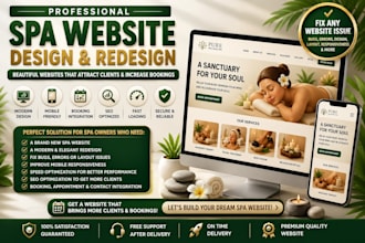 design wix spa website, booking page, home page, pricing page, service page more
