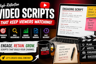 engaging youtube scripts for cash cow, faceless, documentary and viral channels